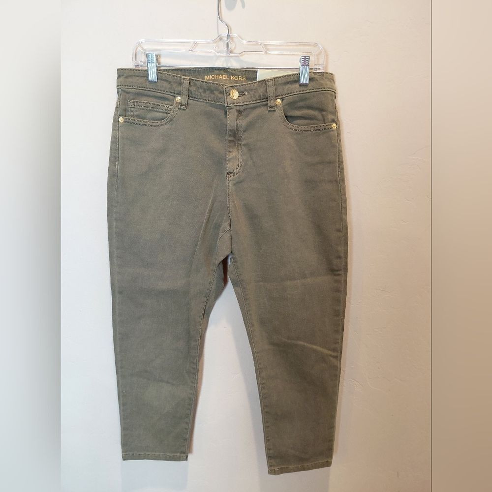 Michael Kors Olive Izzy Cropped Skinny Jeans SIZE 10 NWT